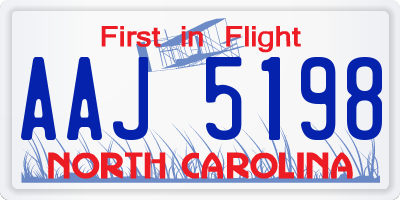 NC license plate AAJ5198