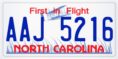 NC license plate AAJ5216
