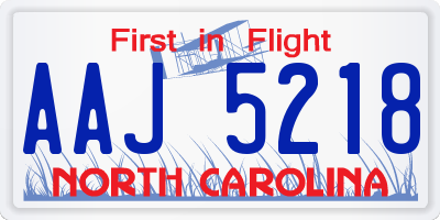 NC license plate AAJ5218