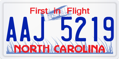 NC license plate AAJ5219