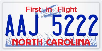 NC license plate AAJ5222