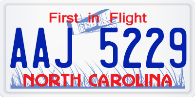 NC license plate AAJ5229