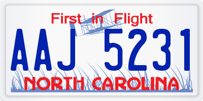 NC license plate AAJ5231
