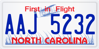 NC license plate AAJ5232