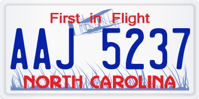 NC license plate AAJ5237