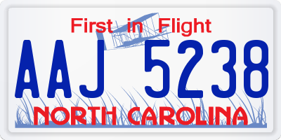 NC license plate AAJ5238