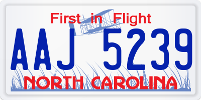 NC license plate AAJ5239