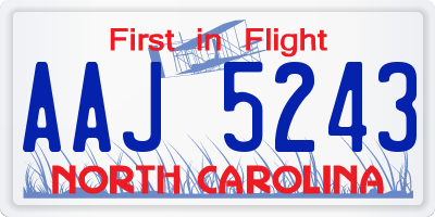 NC license plate AAJ5243