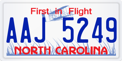 NC license plate AAJ5249
