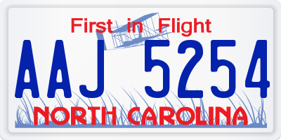 NC license plate AAJ5254