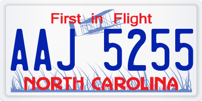 NC license plate AAJ5255