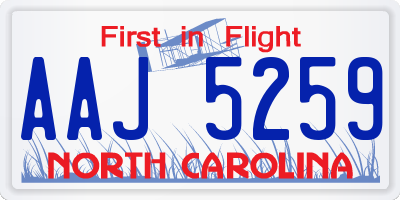 NC license plate AAJ5259
