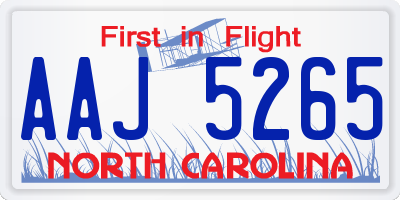 NC license plate AAJ5265