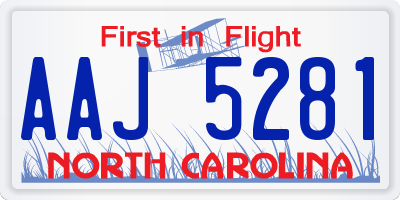 NC license plate AAJ5281