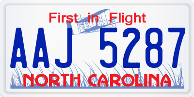 NC license plate AAJ5287