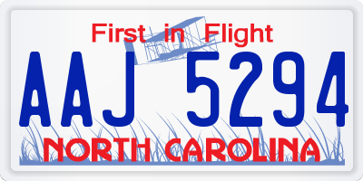 NC license plate AAJ5294