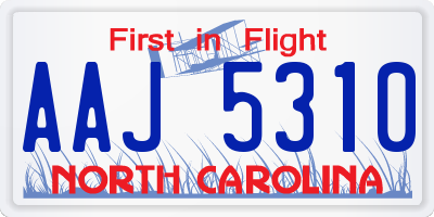 NC license plate AAJ5310