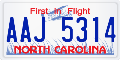 NC license plate AAJ5314