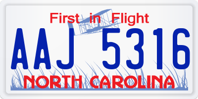 NC license plate AAJ5316