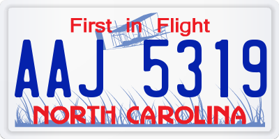 NC license plate AAJ5319