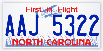 NC license plate AAJ5322
