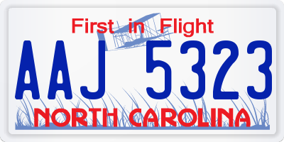 NC license plate AAJ5323