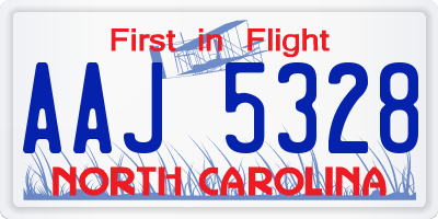 NC license plate AAJ5328