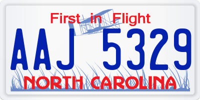 NC license plate AAJ5329