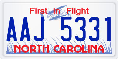 NC license plate AAJ5331