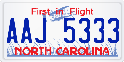 NC license plate AAJ5333