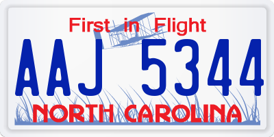 NC license plate AAJ5344
