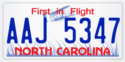 NC license plate AAJ5347