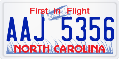 NC license plate AAJ5356