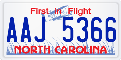 NC license plate AAJ5366