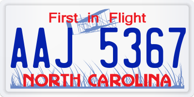 NC license plate AAJ5367