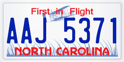 NC license plate AAJ5371