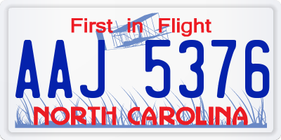 NC license plate AAJ5376