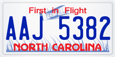 NC license plate AAJ5382