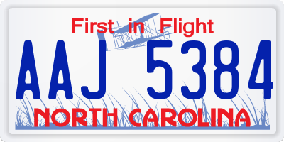 NC license plate AAJ5384