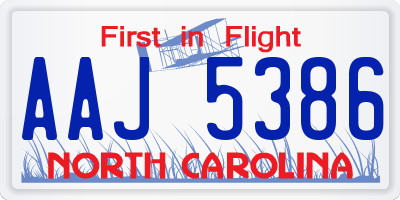 NC license plate AAJ5386