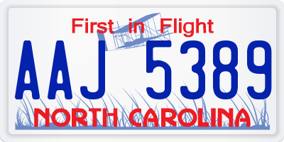 NC license plate AAJ5389