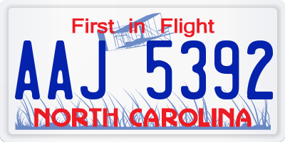NC license plate AAJ5392