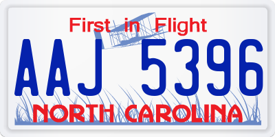 NC license plate AAJ5396