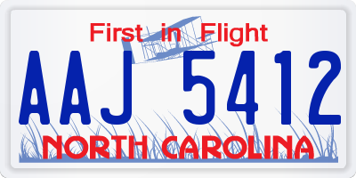 NC license plate AAJ5412