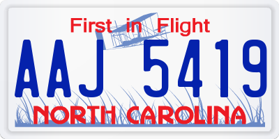 NC license plate AAJ5419