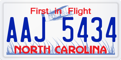 NC license plate AAJ5434