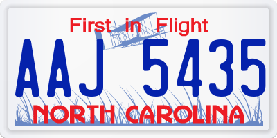 NC license plate AAJ5435