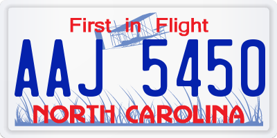 NC license plate AAJ5450