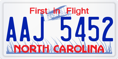 NC license plate AAJ5452