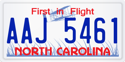 NC license plate AAJ5461